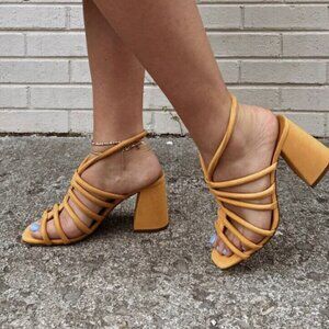 FREE PEOPLE Colette Cinched Heel Orange Sandals EU 39/ US 8.5 - 9 NEW